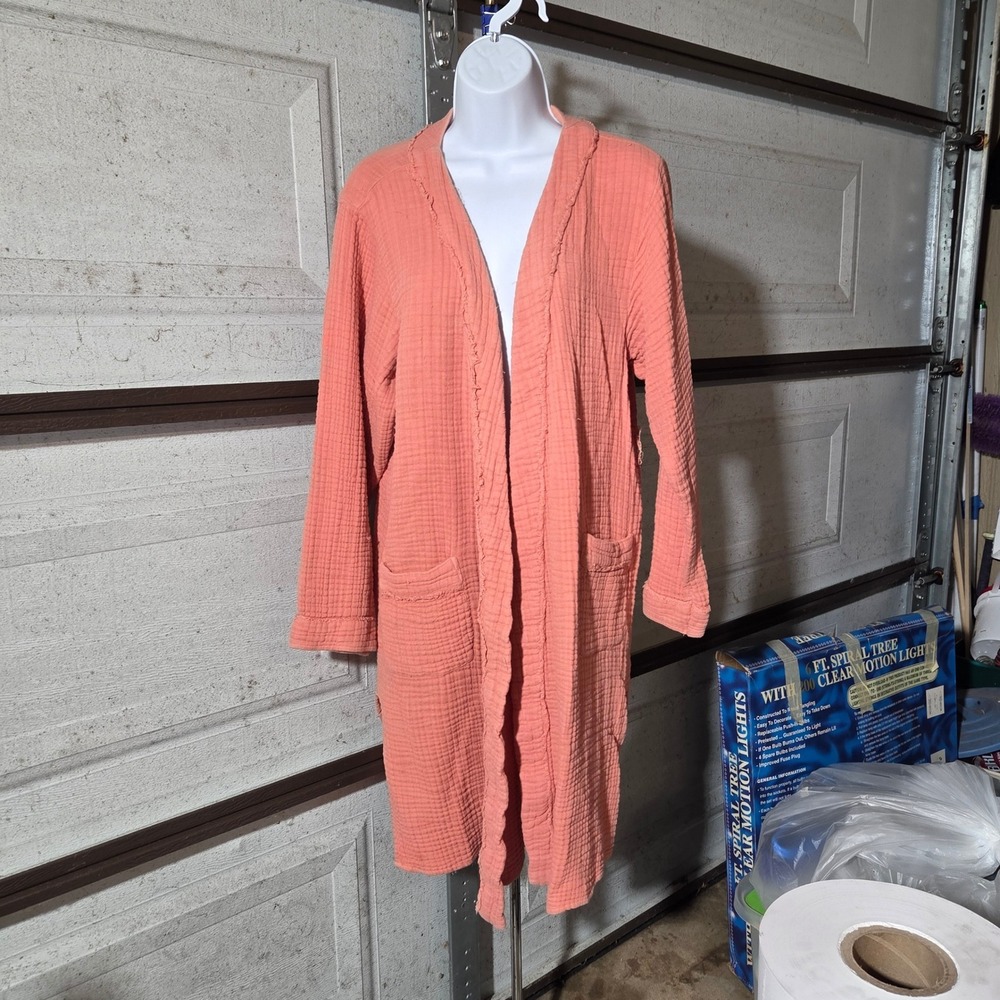 By Anthropologie Coral Gauze Longline Cardigan Duster Bohemian S/M